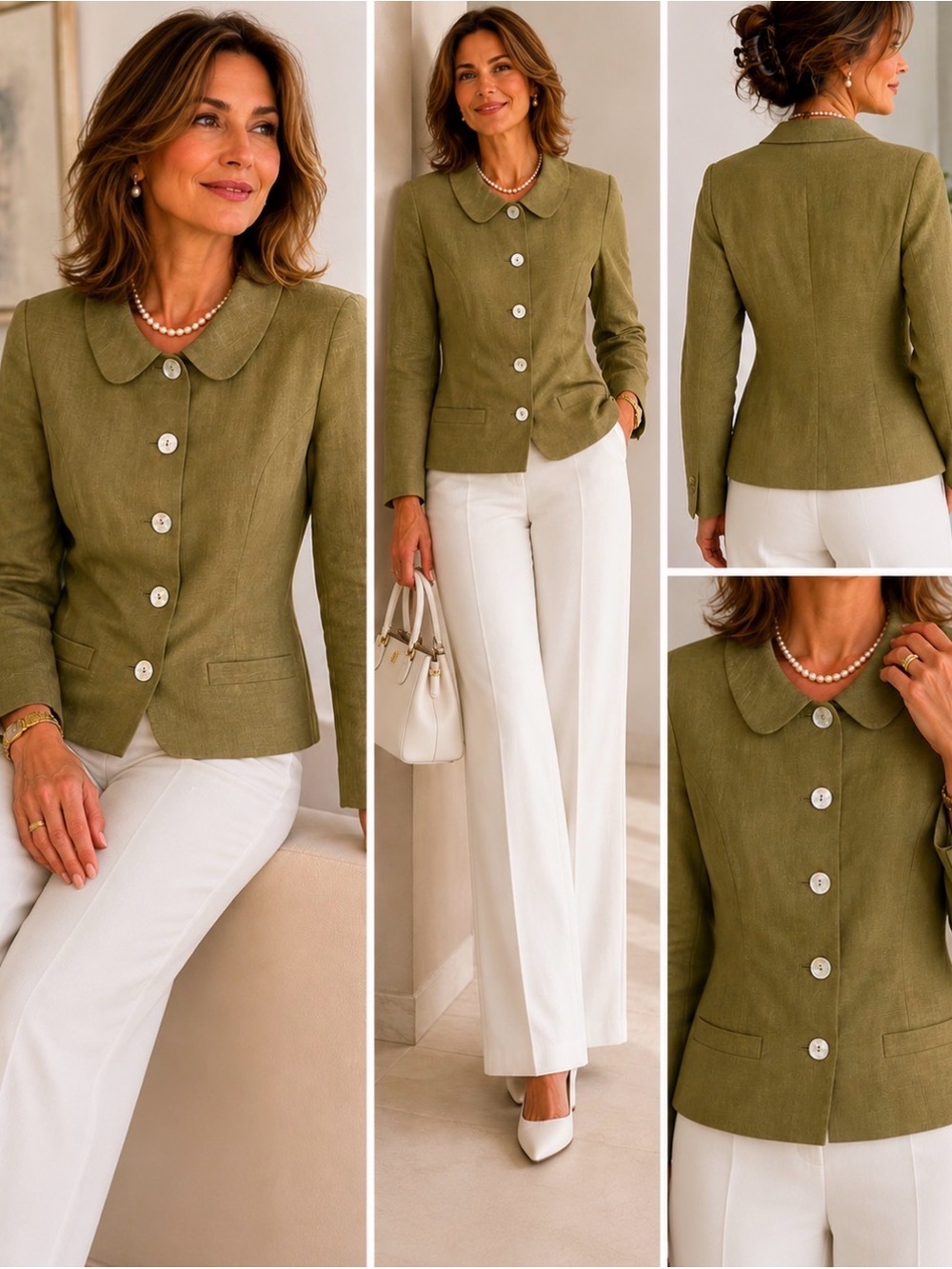 Ali Miles size 15 linen green jacket size 14